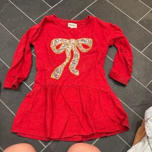 Hatley Red Long Sleeve Shirt with Gold Sequin Bow